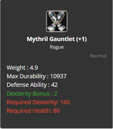 Mythril Gauntlets +1