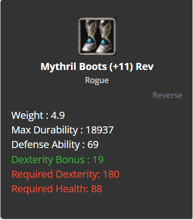 Mythril Boots +11 (Reverse)