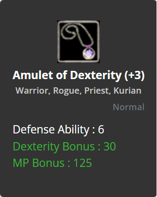 Amulet of Dexterity +3